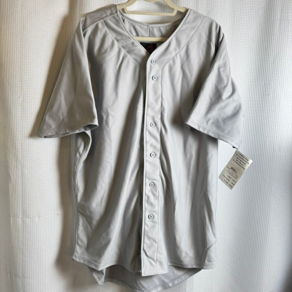 NWT All-Star Jersey BSJ1A Adult XL Grey Warp Knit Full Button Team Apparel